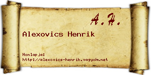 Alexovics Henrik névjegykártya